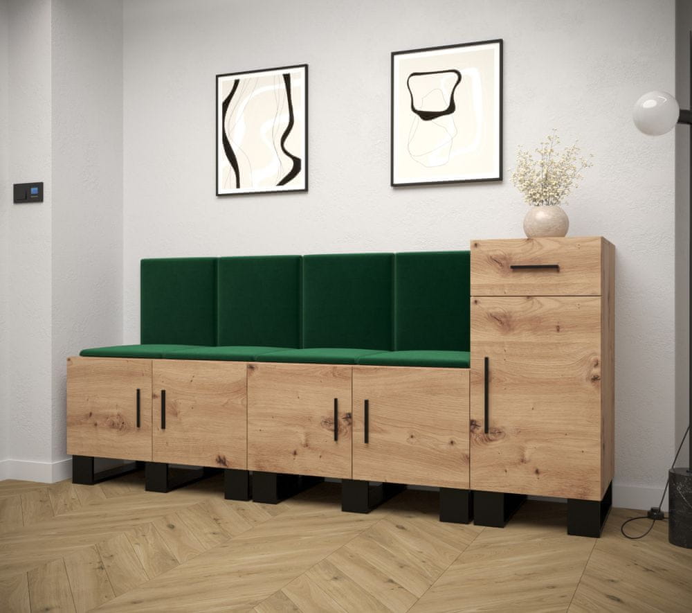 Veneti Predsieňová zostava RUMIE 17 - dub artisan, zelené panely